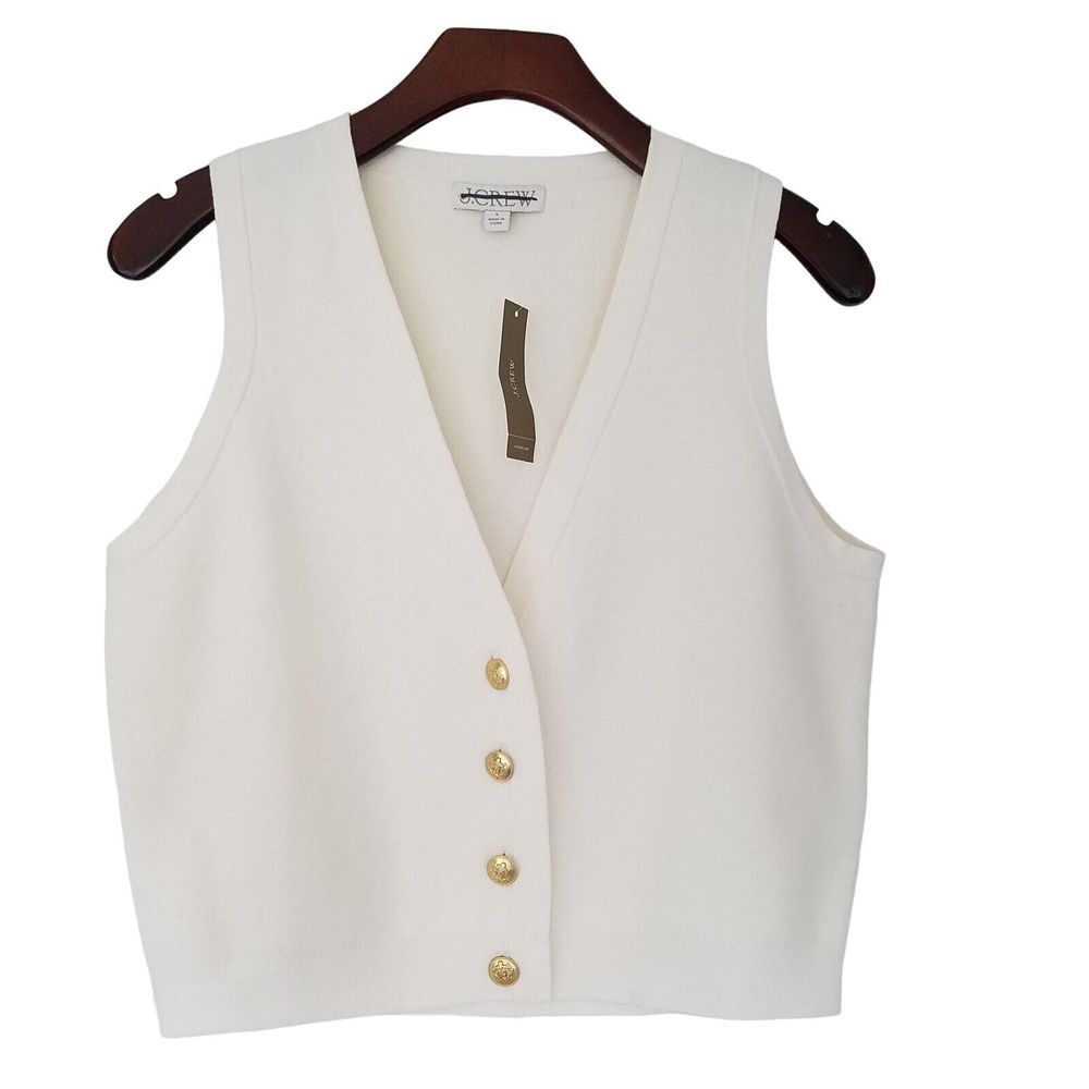 J. Crew Cream Sweater Vest with Gold Buttons